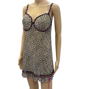 Vintage Y2K Rampage Semi Sheer Mesh Animal Print Cami Lingerie Top Womens 2X